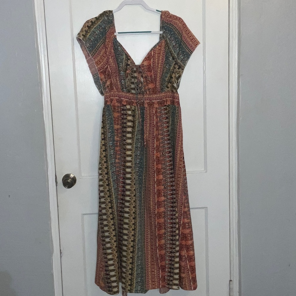 SHEIN Multicolor Boho Midi Dress